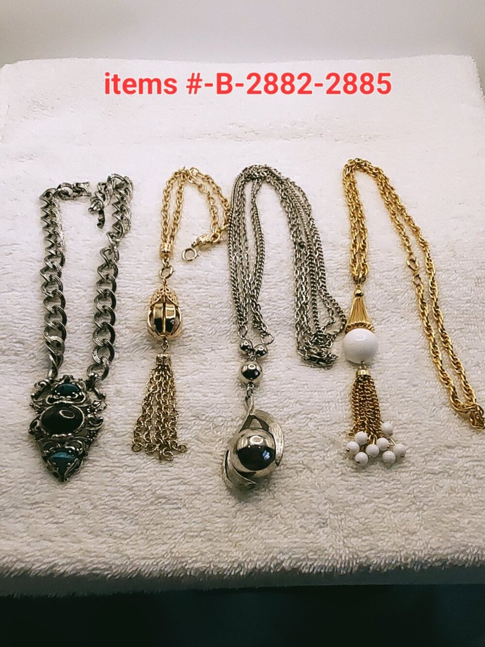 4 Vintage Pendant Necklaces, item # B- 2882-2885., wt. 161 grams.